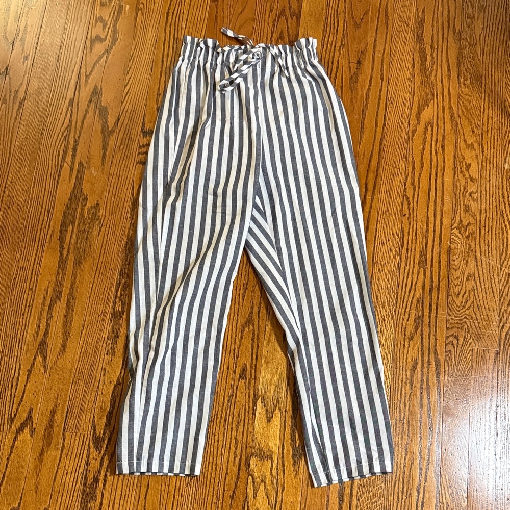 SHEIN Black and White Striped Straight Leg Pants